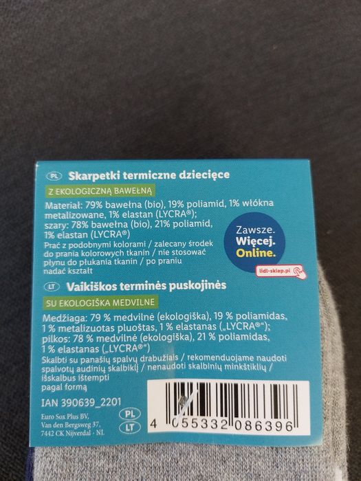 Świąteczne skarpetki termiczne roz. 39-42