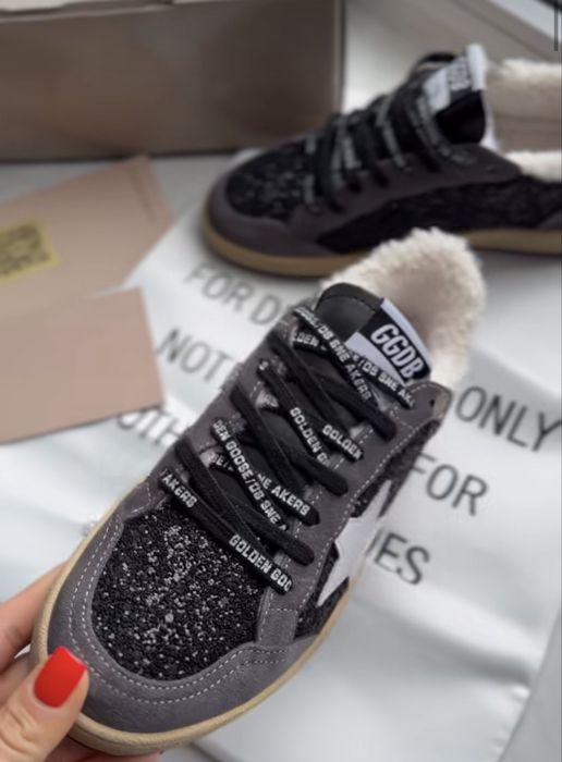 Кеди Golden Goose black grey premium Winter голден гус кеди