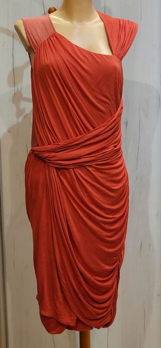 Sukienka jedwabna rayon Fendi drapowana  czerwona