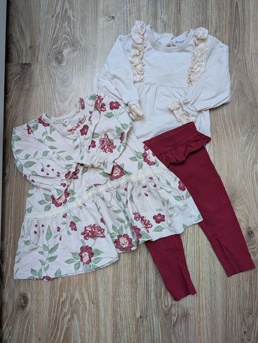 Zestaw bawełniany sukienka+body+legginsy lupilu 74/80