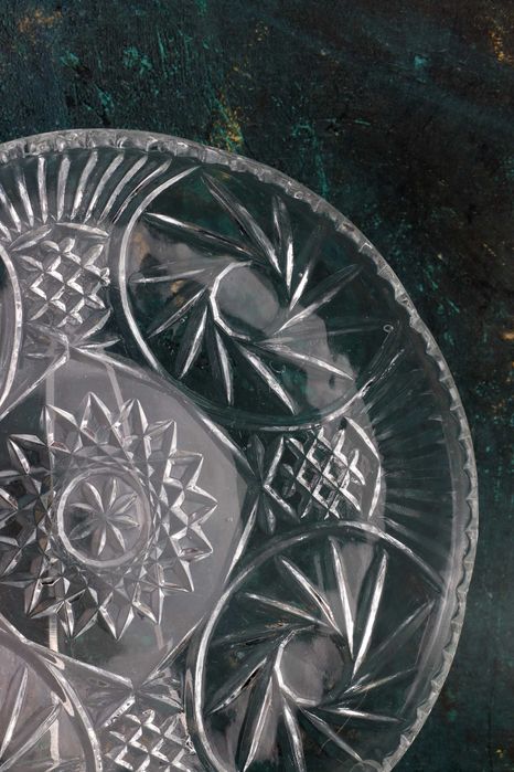 Duża patera z rozetą szkło talerz prl vintage retro