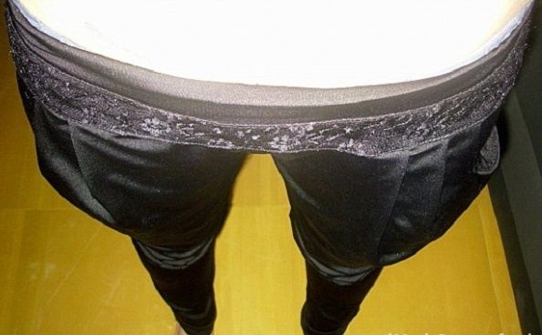 ELeganckie czarne spodnie Haremki z koronka xl