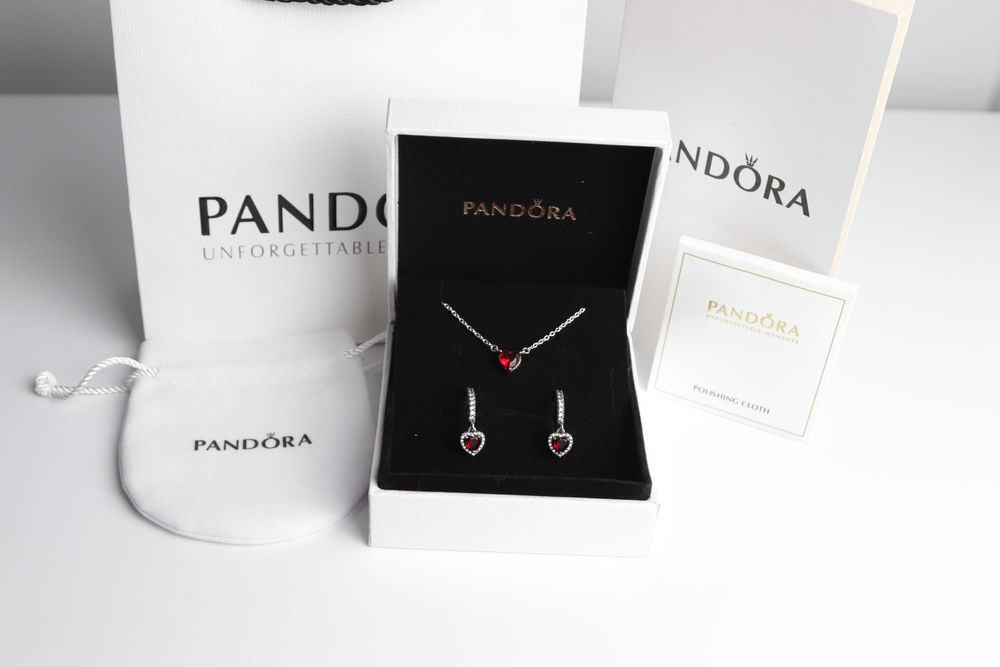 Pandora набір червоне біле рожеве серце