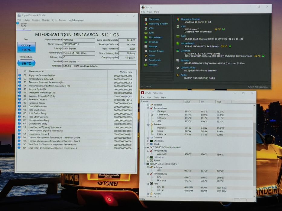 Komputer do gier Ryzen 5700 / RTX  3060Ti / 16GB / 512SSD / WIN10