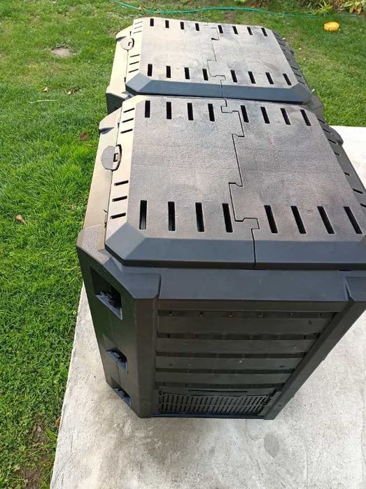 Kompostownik segmentowy 2-komorowy 800L czarny plastikowy do ogrodu