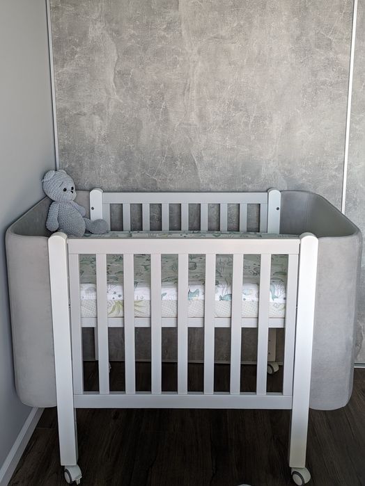 Ліжечко дитяче Монако велюр Верес з Матрацом / Кроватка детская