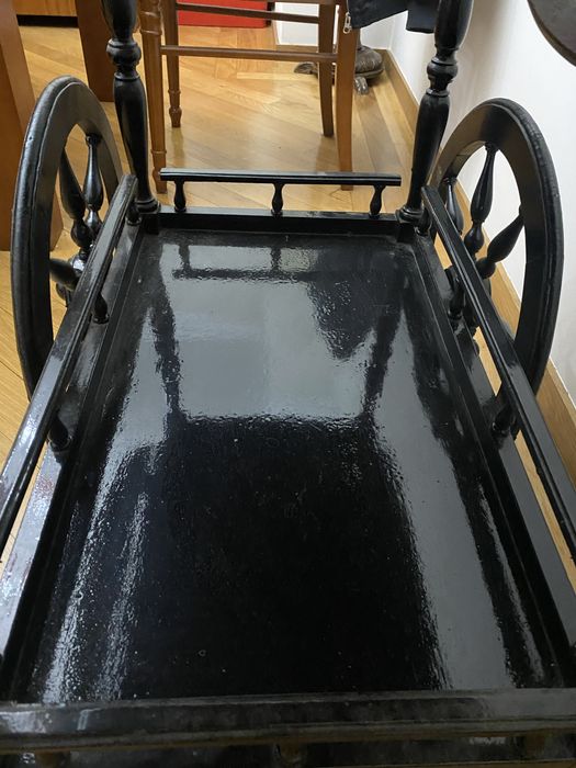 Carrinho de chá/bar preto antigo