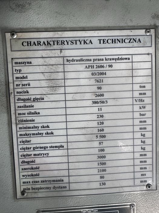 Baykal prasa krawedziowa hydrauliczna
