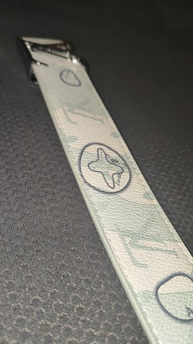 Pasek lv biało turkusowy