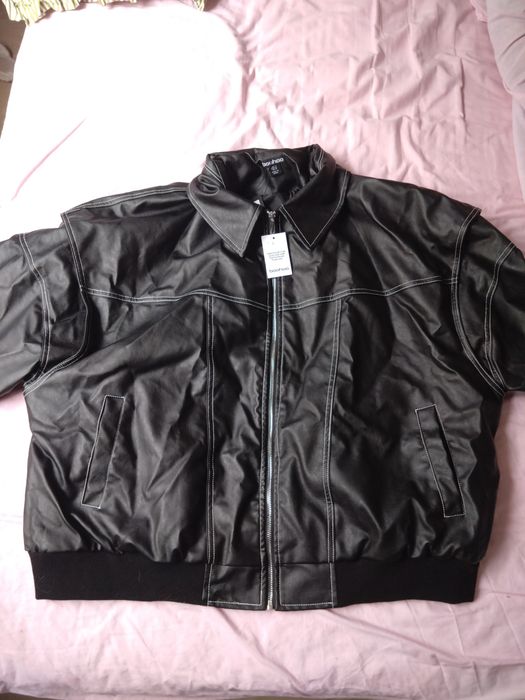 Casaco Bomber Oversized Preto Cabedal Vegan NOVO
