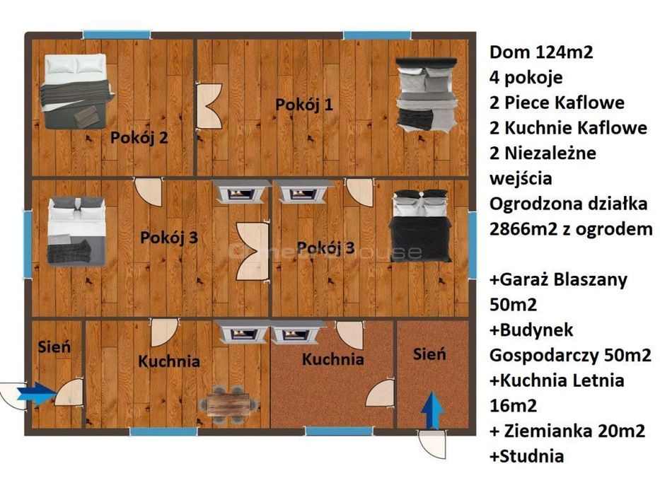 Ładne Siedlisko 2866m2 z domem 124m2 - Kijowiec