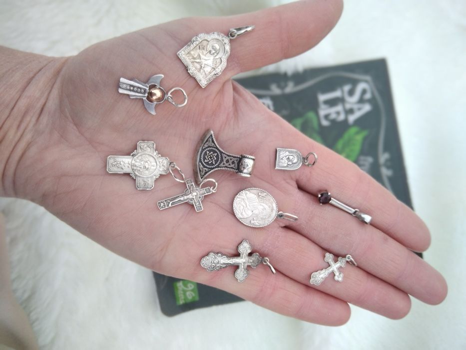 Серебряная цепочка цепь браслет крестик иконка пирсинг серебро 925