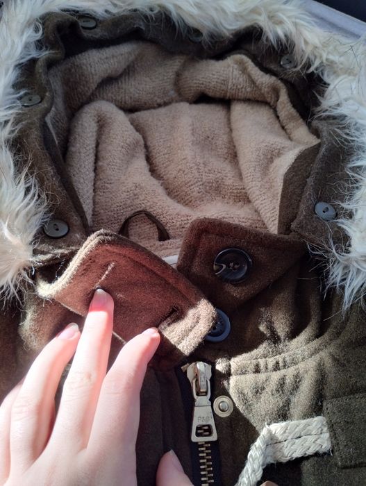 Damska ciepła kurtka przejściowa budrysówka khaki Pull&Bear roz. S