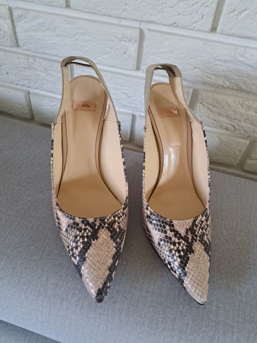 BATA szpilki w wężowy print odkryta pięta skóra naturalna r. 41