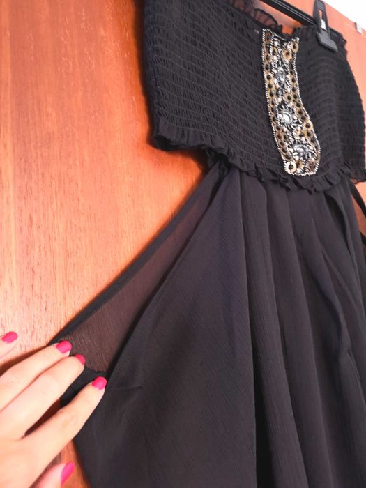 Primark Black Flowy Tunic with Sheer Panels, Size S – Never Worn64552862990721124