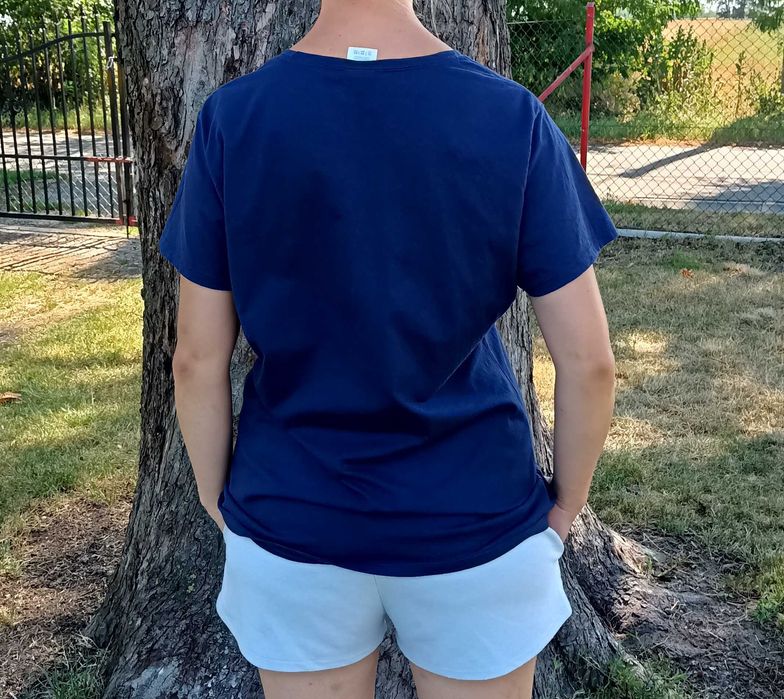 Bawełniany damski granatowy tshirt XL