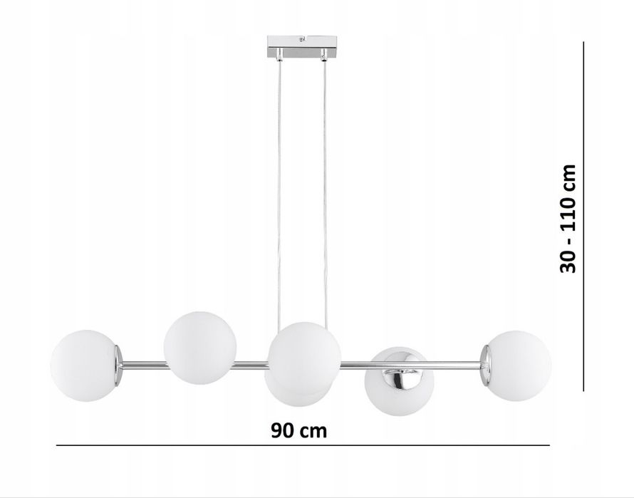 Lampa Wisząca Sufitowa Żyrandol Białe Kule Chrom Milo LED E27