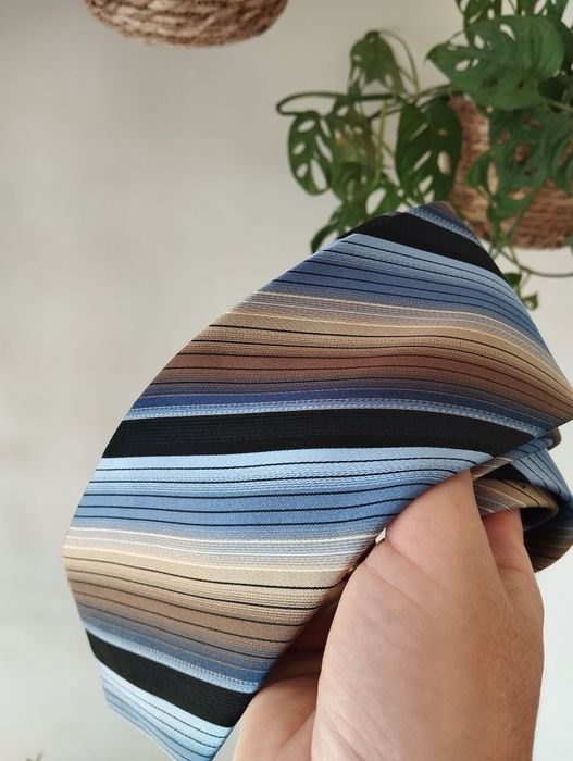 Męski jedwabny krawat 100% silk, paski, 9 cm, Canda