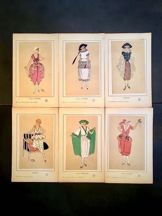 TRÉS PARRISIEN No 1 - 1920 - pintado à mão - catálogo de moda