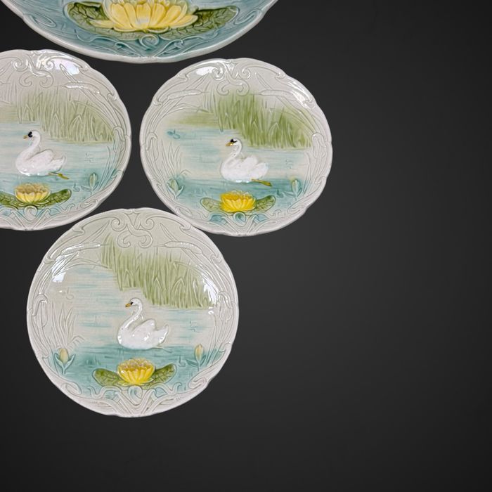 Zestaw patera + talerze majolika Villeroy Boch Łabędzie B5/102511
