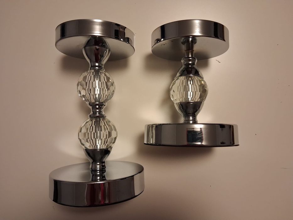 Świeczniki srebrne z kryształowymi kulami