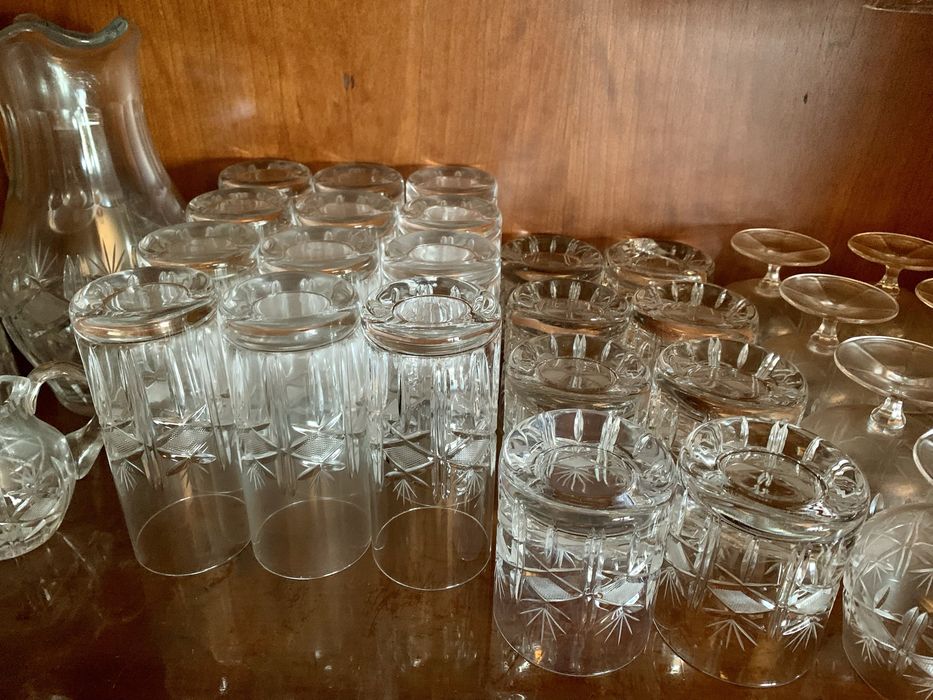 Serviço vintage copos cristal Bohemia