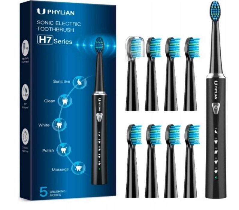 Nowa szczoteczka soniczna PHYLlAN H7 – 8 końcówek, 5 trybów