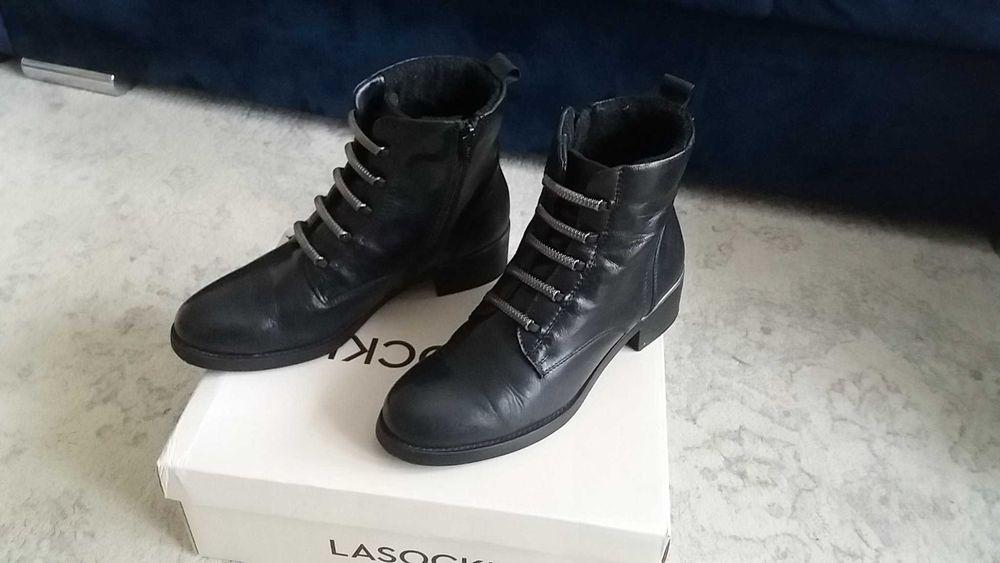 Botki skórzane czarne Lasocki 39