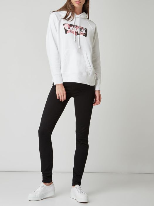 Bluza z kapturem z nadrukiem z logo - biały LEVIS