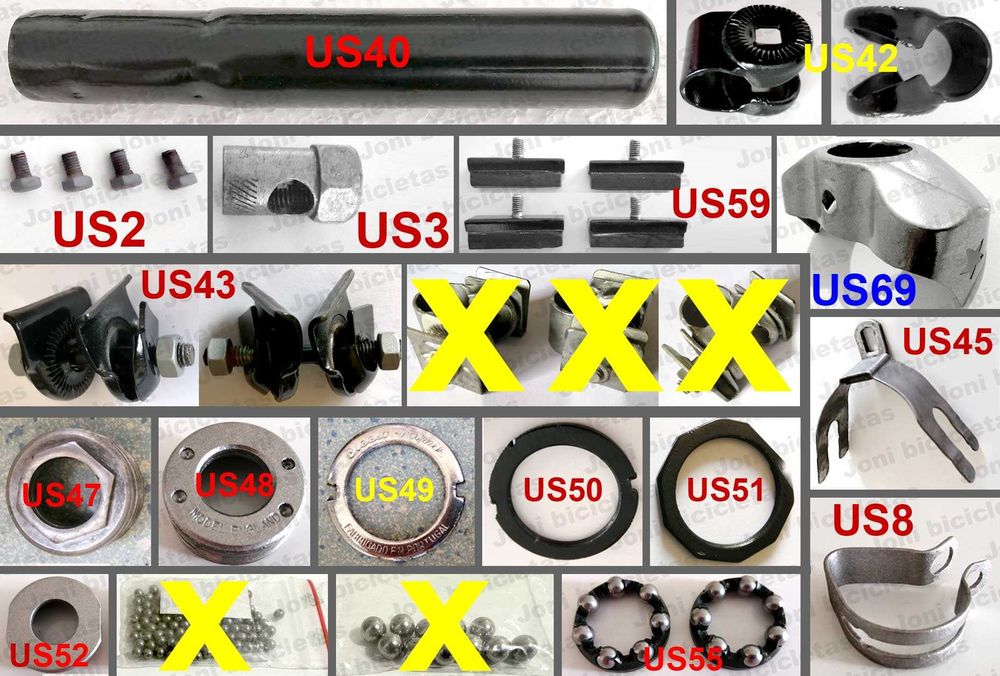 Peças antigas de bicicleta USADAS