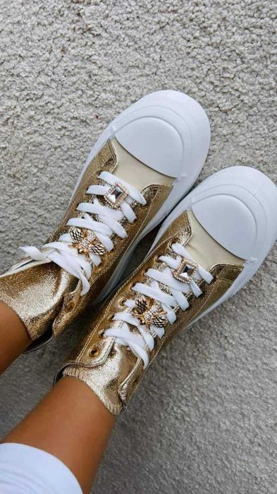 Wyprzedaż Trampki Złote Wysokie  37 39 40