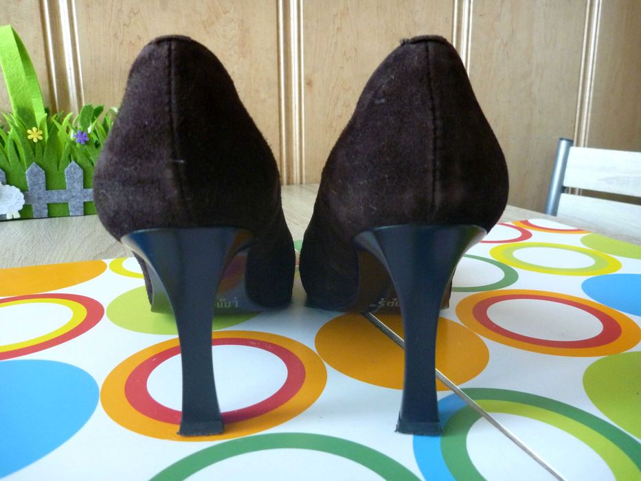 Brązowe czółenka ze skóry naturalnej LAN-KARS - 39