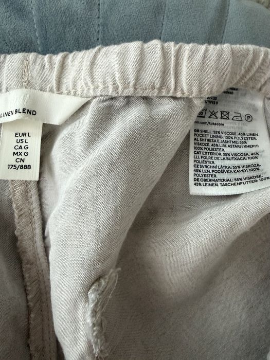 Бежеві лляні брюки H&M, L