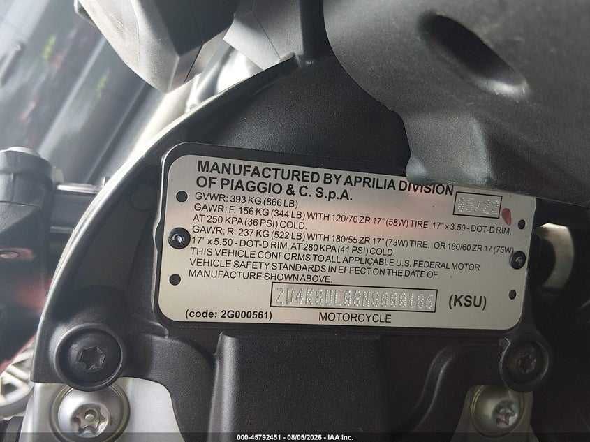 2022 Aprilia Tuono 660