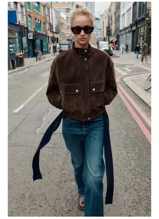 Замшева куртка Zara шоколад