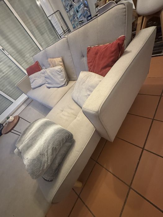 Sofá-cama Chaise Longue de 4 Lugares em Tecido Cupal