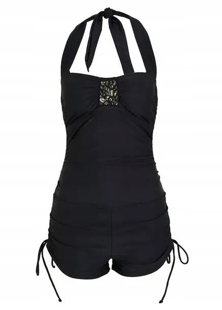 B.P.C kombinezon kąpielowy czarny z wiązaniem 46.