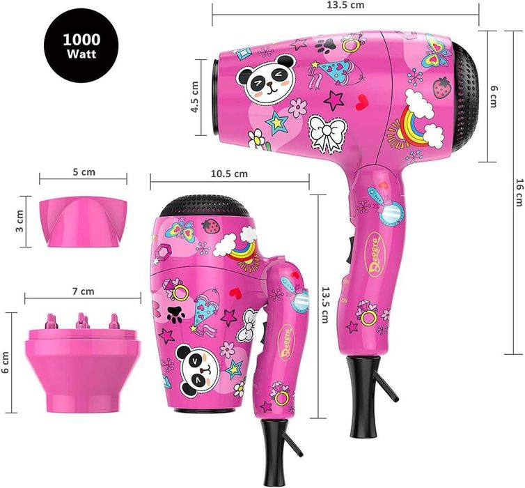 Дитячий фен Deogra 1000 Вт, міні-фен для дітей, дитячий фен, фен