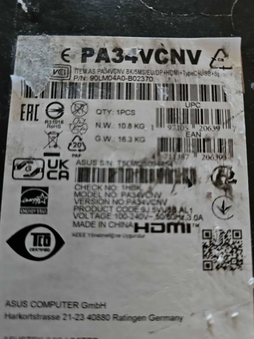 Monitor Asus 34" ProArt Display PA34VCNV (90LM04A0B02370)