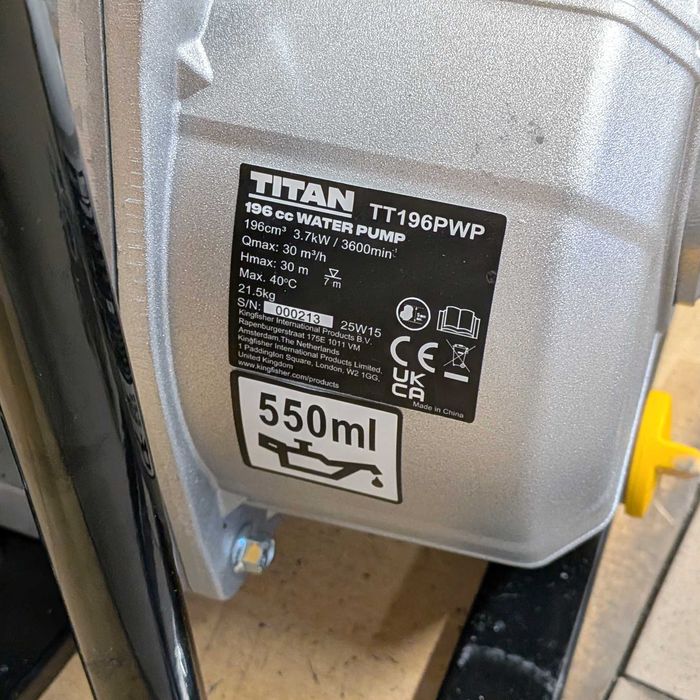 Pompa spalinowa do czystej wody TITAN TT196PWP 3,7kW 5KM do 500 l/min