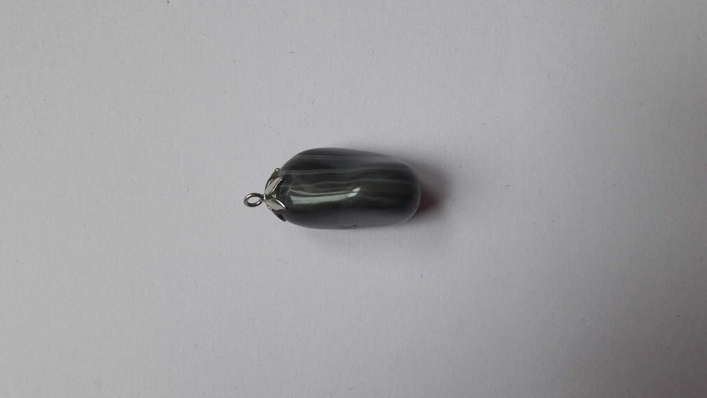 Czarny agat wisiorek/naszyjnik, kamień naturalny