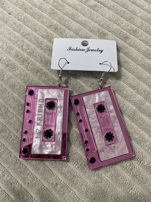 Kolczyki ozdobne kasety różowe