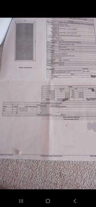 Okno drzwi tarasowe przesuwane,