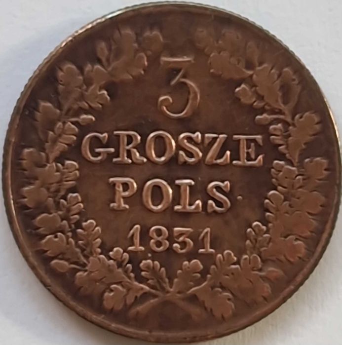 Moneta 3 grosze 1831 KROPKA po POLS