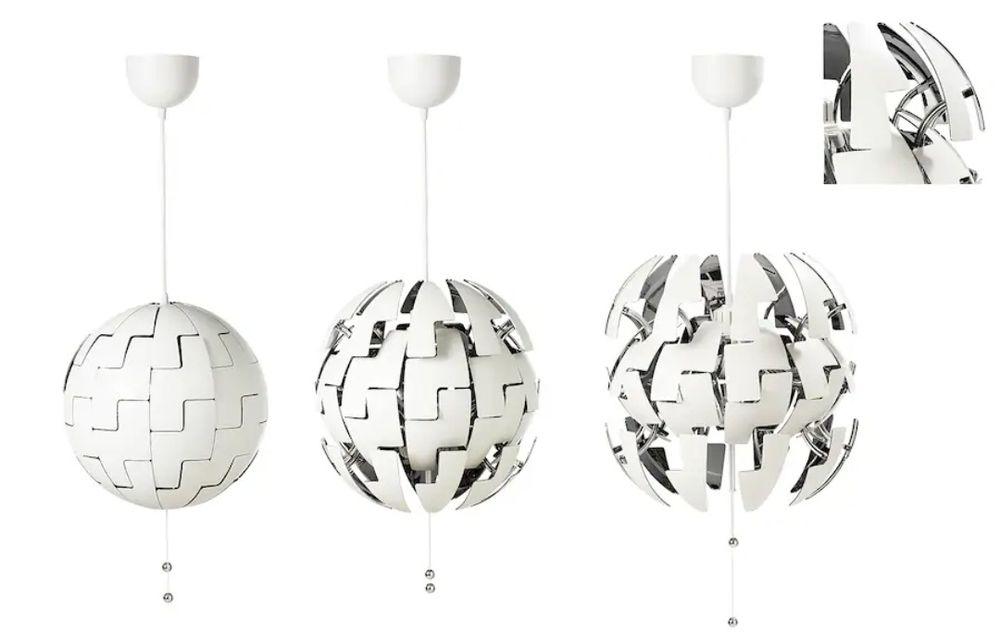 Lampa wisząca Ikea Biało Srebrna Rozkładana