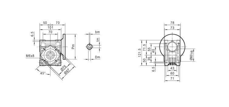 Mocna Przekładnia SILNIKA ELEKTRYCZNEGO 63B5 I=7,5 [3436]