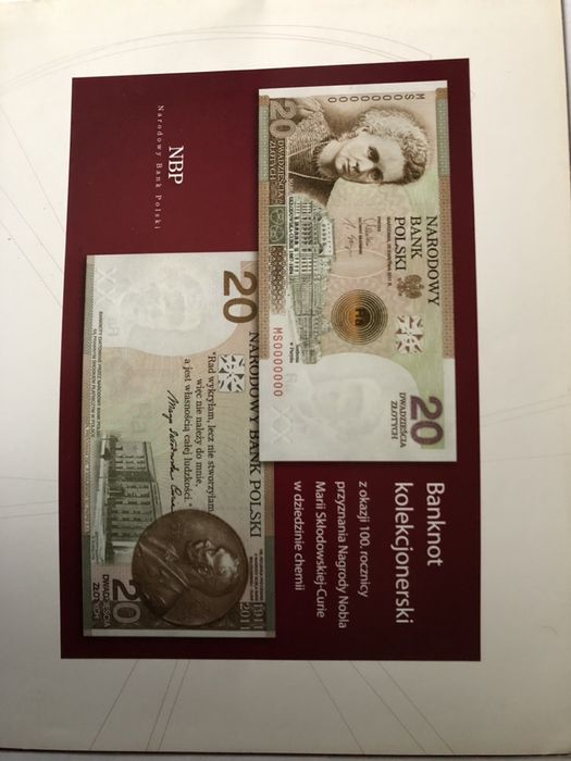 Banknot kolekcjonerski Maria Skłodowska-Curie