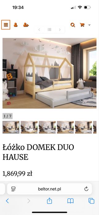 Łóżko domek BELTOR z podwójnym spaniem 180x90