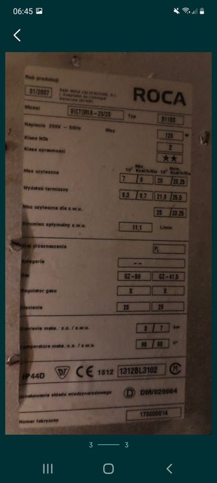 Piec gazowy Roca Nora