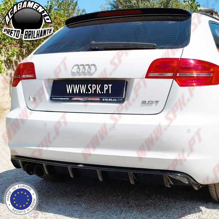 Difusor Traseiro - Audi A3 8P Sportback (08-12) - Preto Brilhante